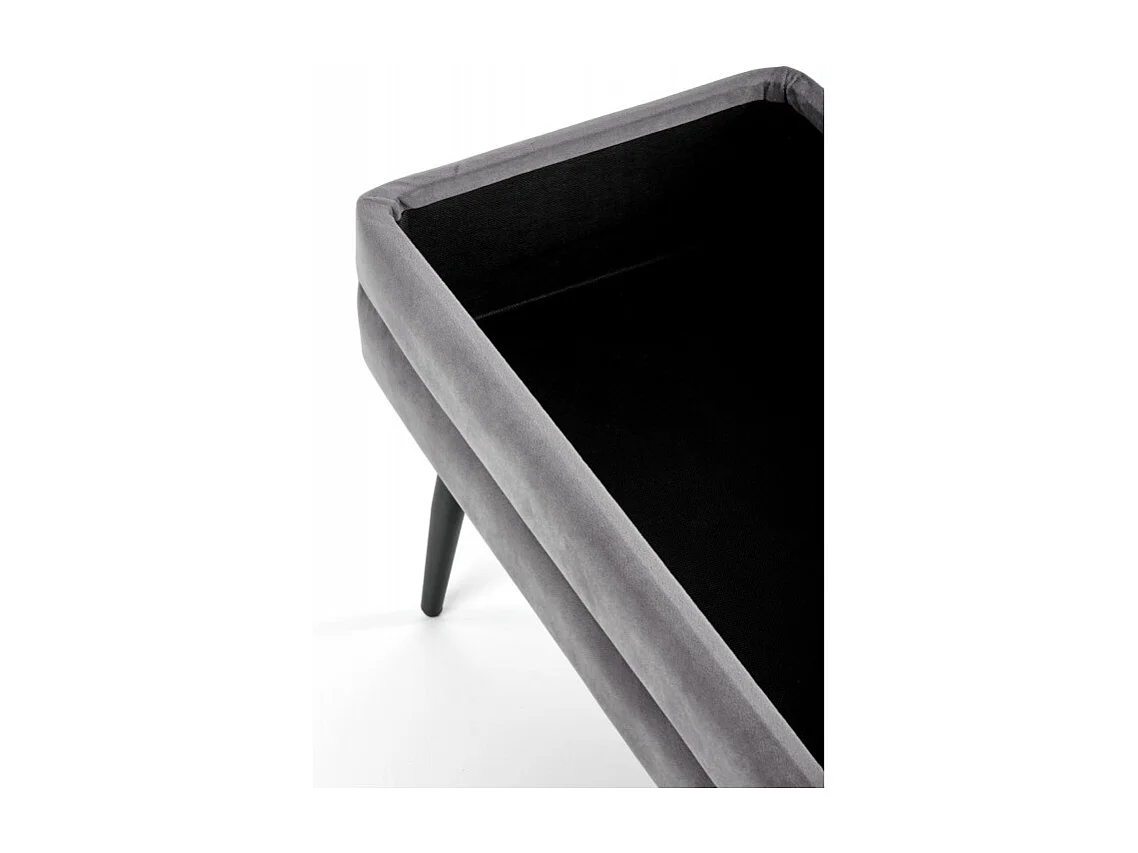 Banc en velours gris avec pieds en métal noir PATTY