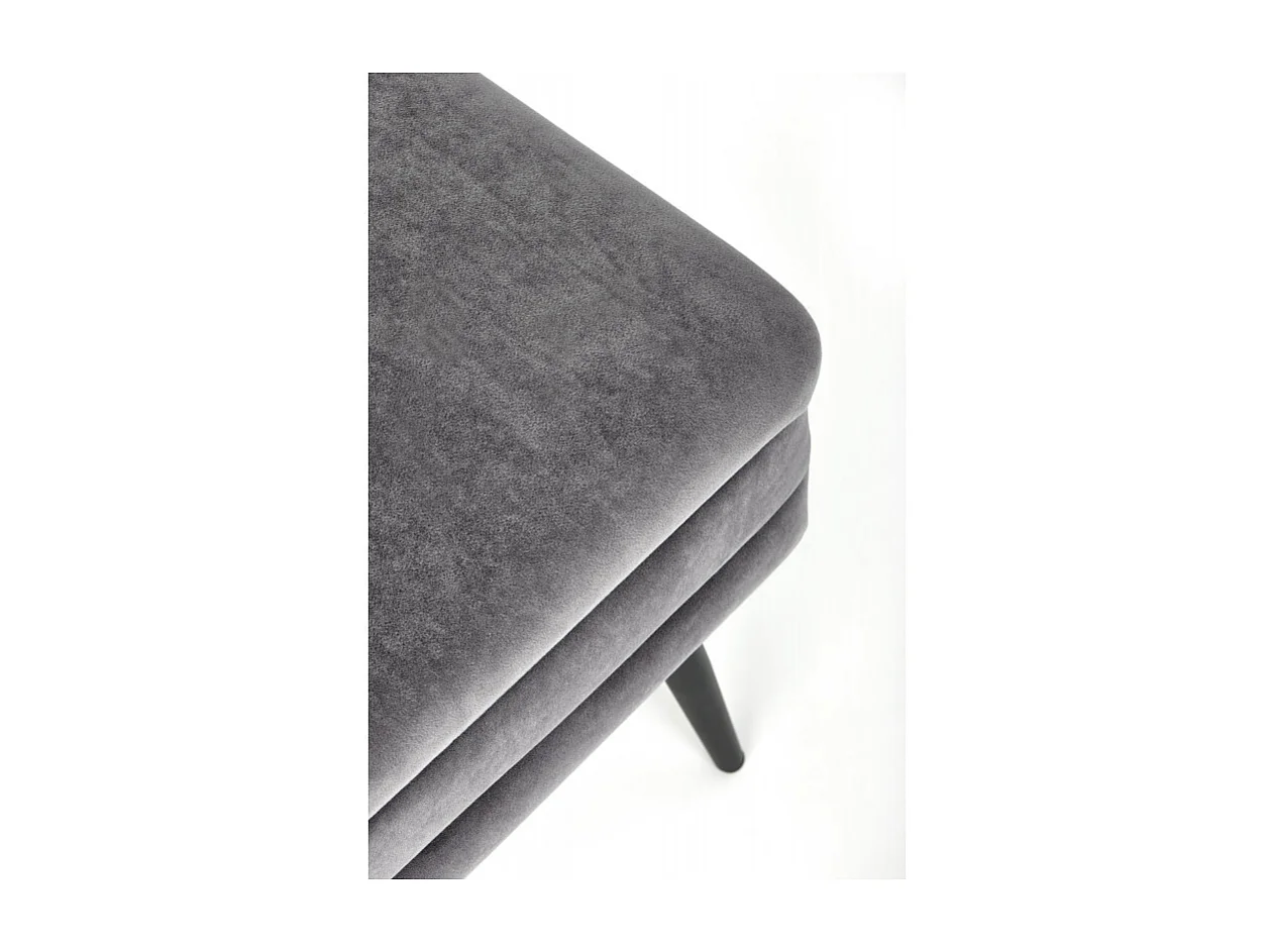 Banc en velours gris avec pieds en métal noir PATTY