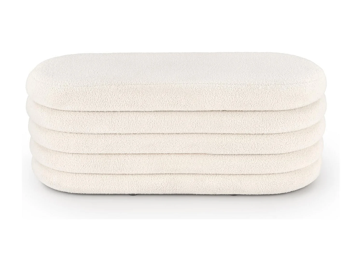 Panca color crema in tessuto bouclé con contenitore Nikola