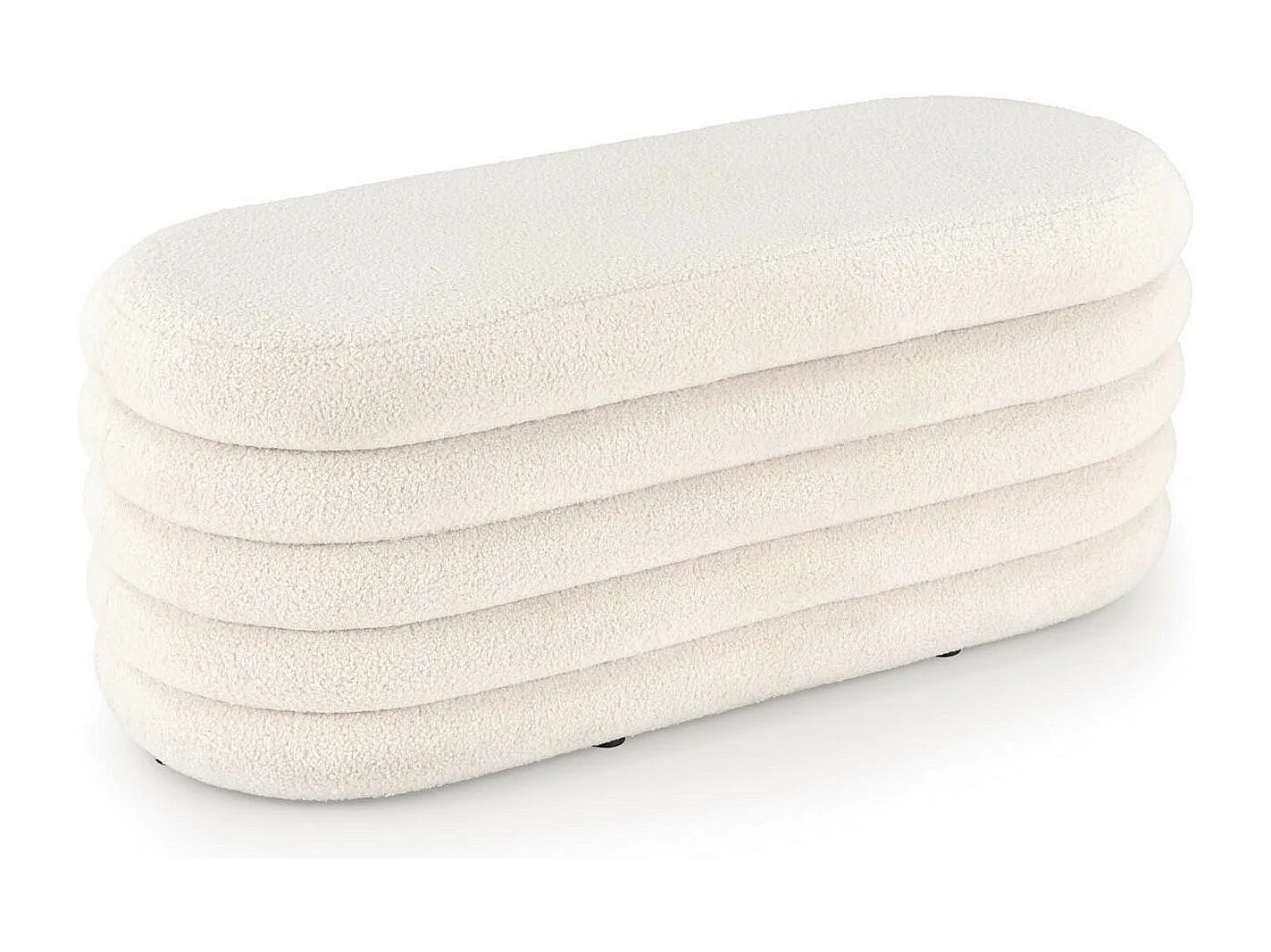 Banc couleur crème en tissu bouclé avec coffre de rangement Nikola