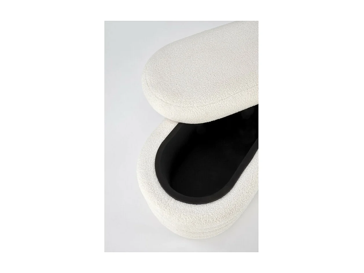 Banc couleur crème en tissu bouclé avec coffre de rangement Nikola