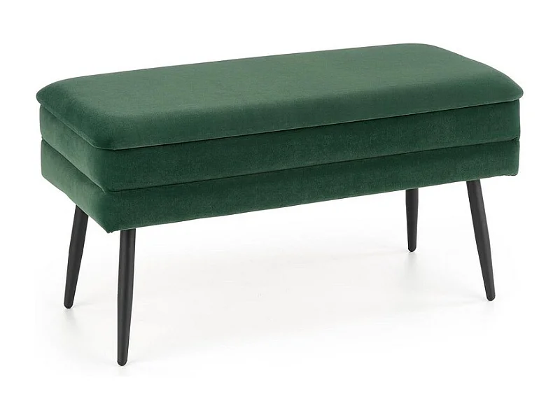Panca in velluto verde scuro con gambe in metallo nero PATTY