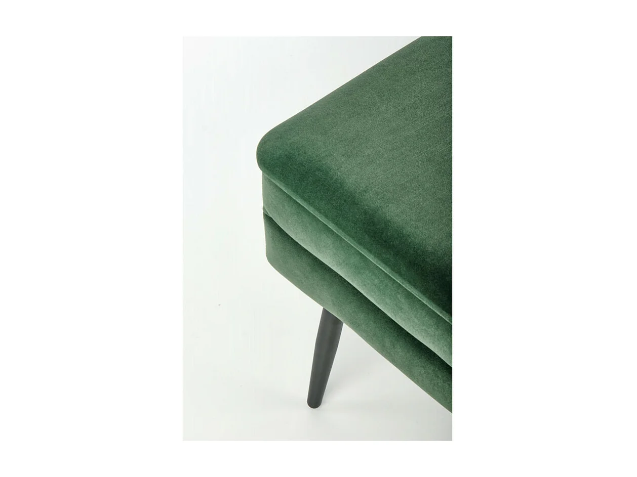 Banc en velours vert foncé avec pieds en métal noir PATTY
