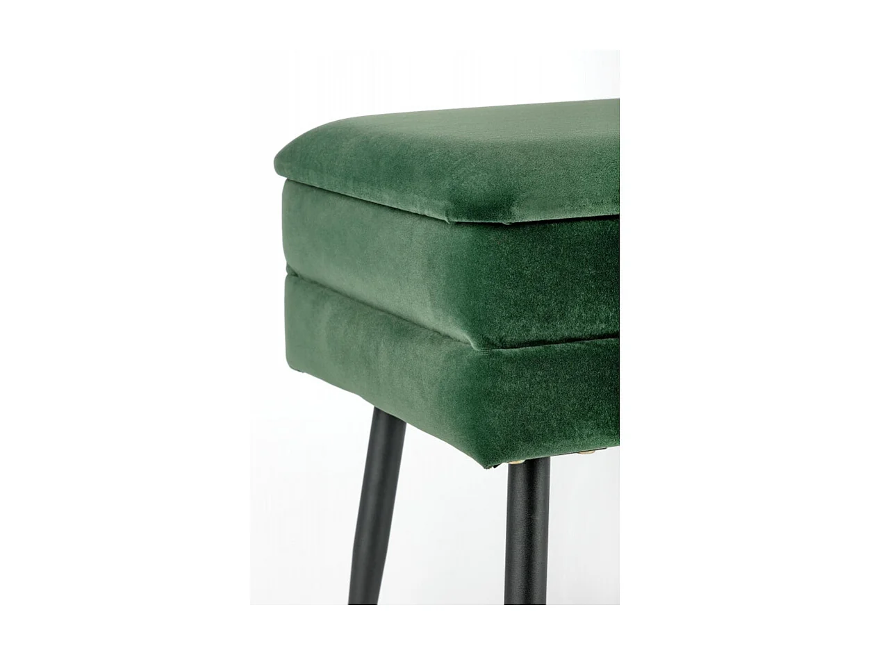 Banc en velours vert foncé avec pieds en métal noir PATTY