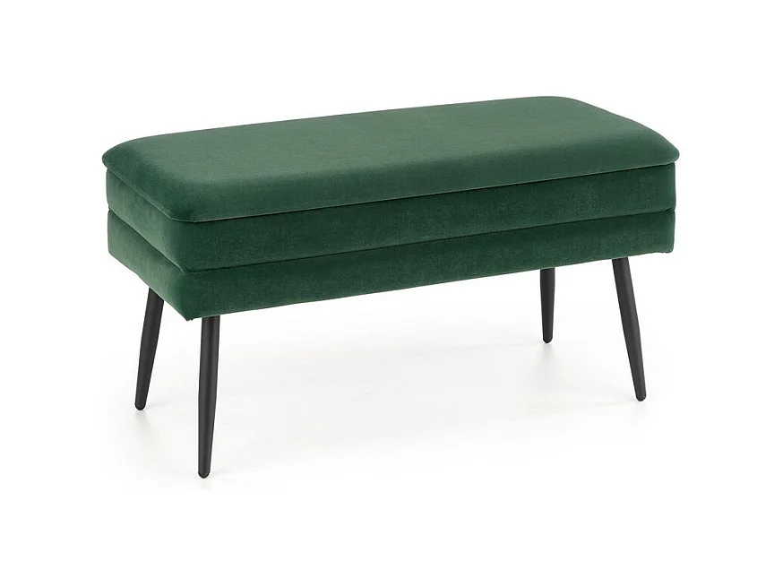 Banc en velours vert foncé avec pieds en métal noir PATTY