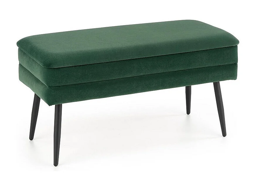 Panca in velluto verde scuro con gambe in metallo nero PATTY