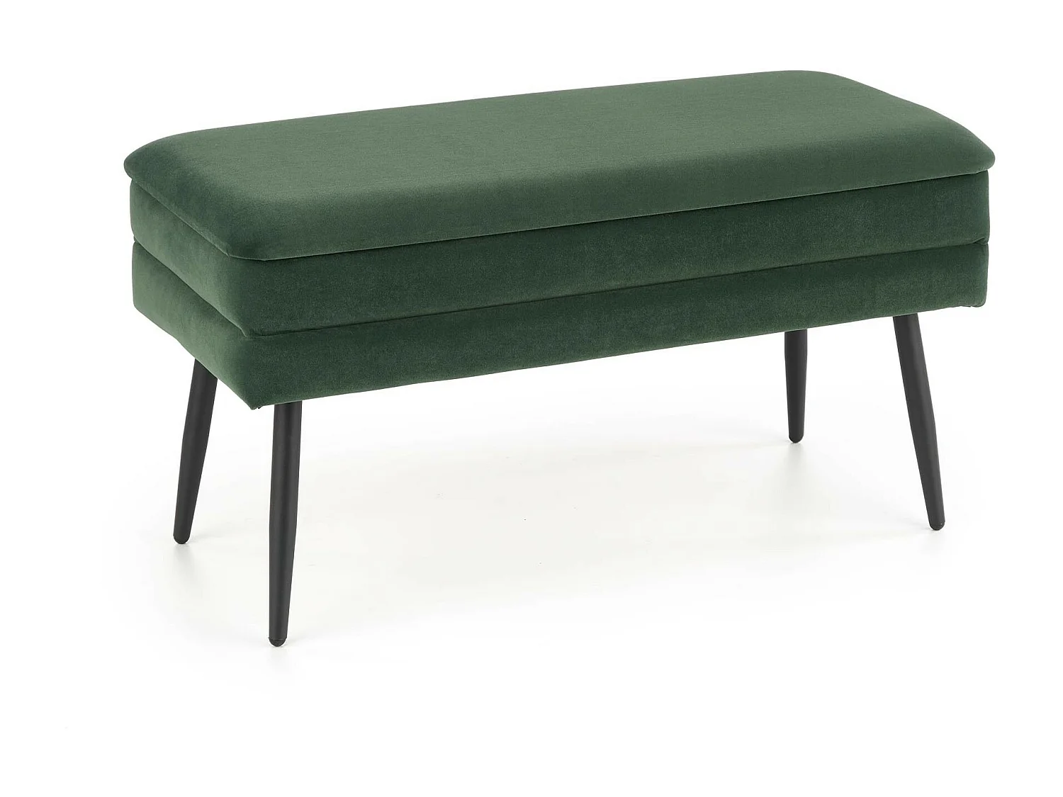 Panca in velluto verde scuro con gambe in metallo nero PATTY