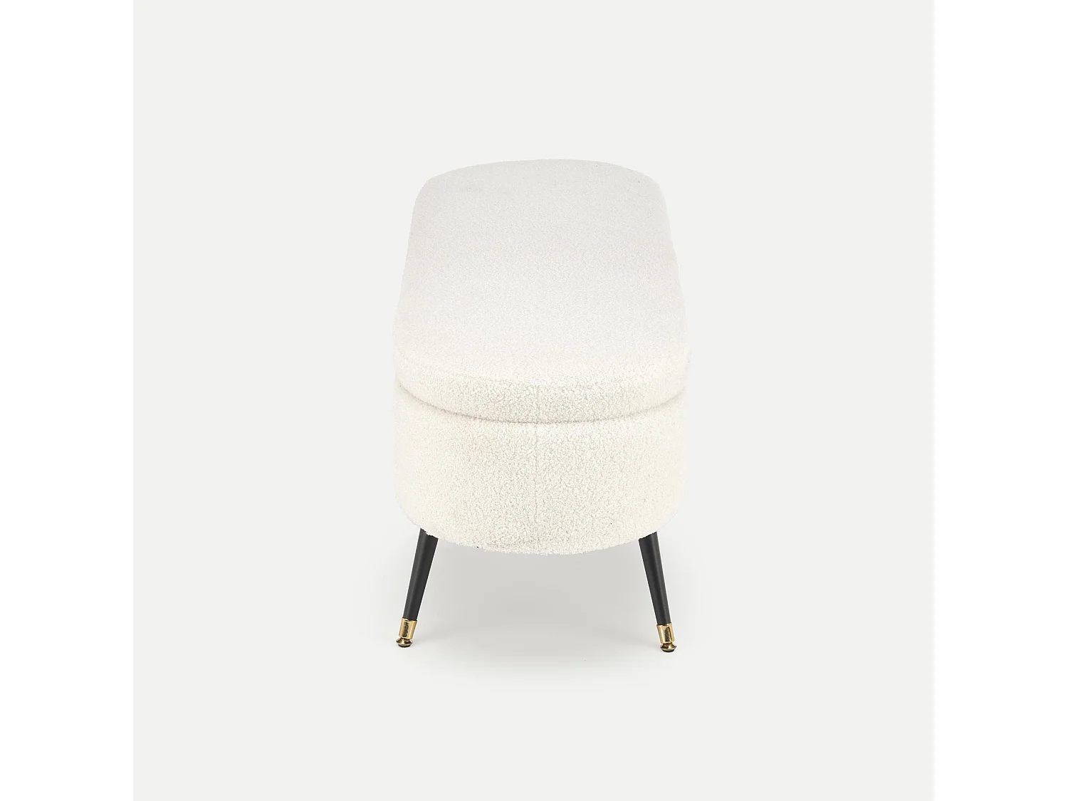 Panca in tessuto riccio crema Alexandra con gambe in metallo