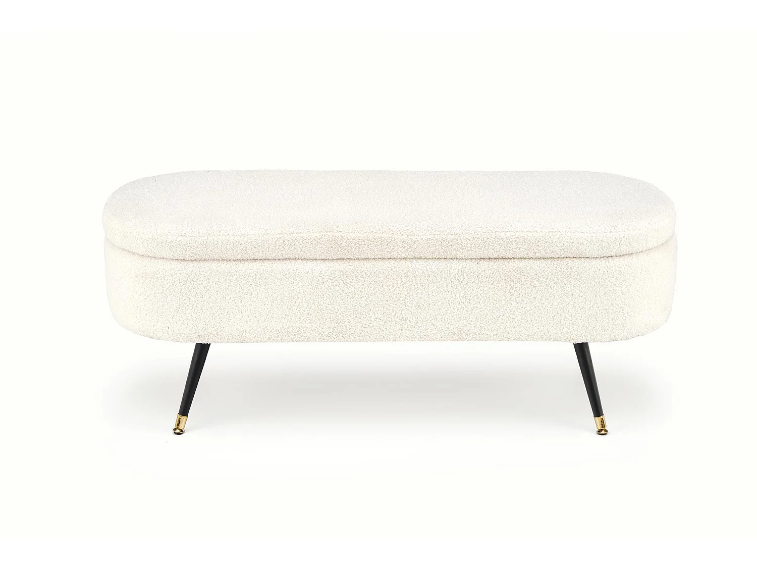 Panca in tessuto riccio crema Alexandra con gambe in metallo