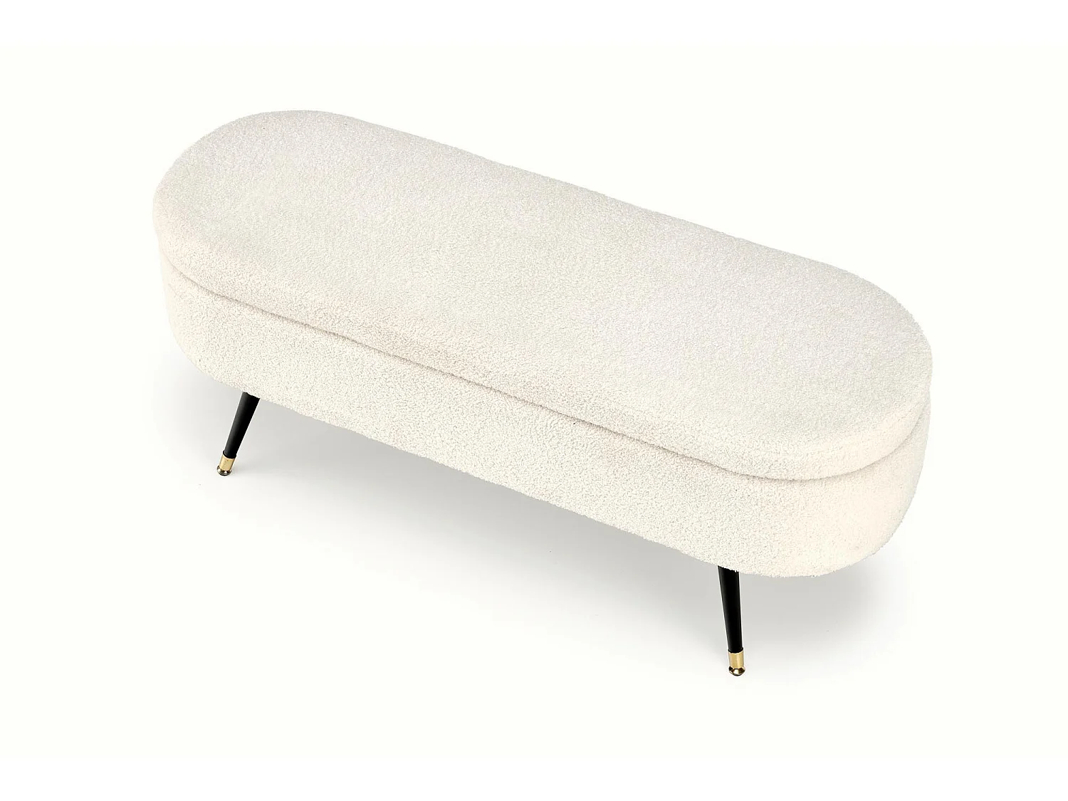 Panca in tessuto riccio crema Alexandra con gambe in metallo