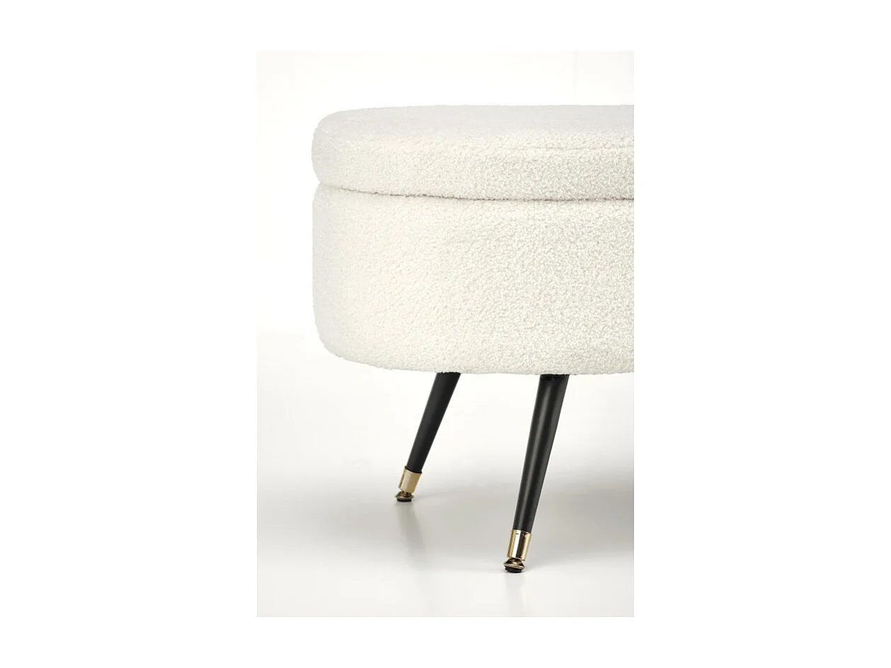 Panca in tessuto riccio crema Alexandra con gambe in metallo