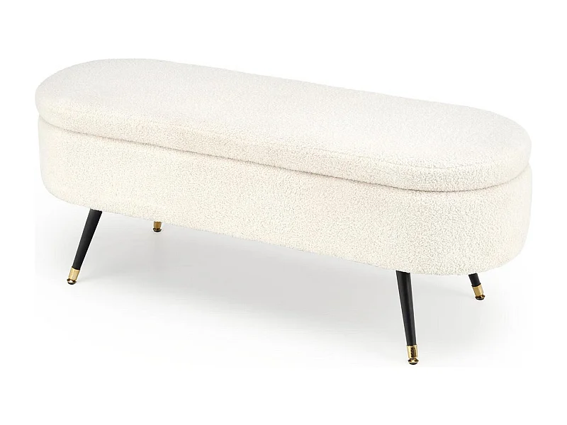 Panca in tessuto riccio crema Alexandra con gambe in metallo