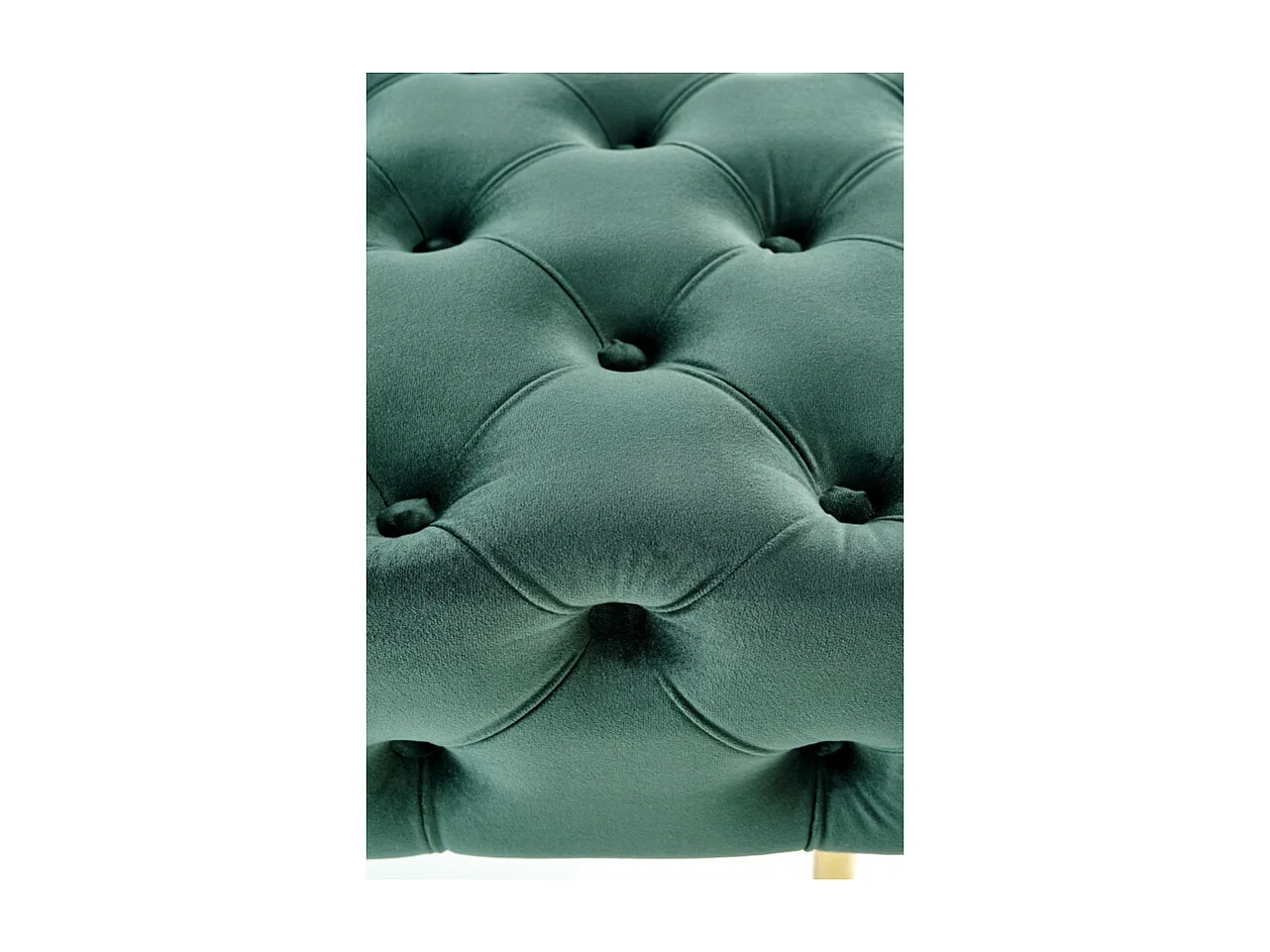 Panca imbottita in velluto verde con gambe in metallo dorato PAOLA