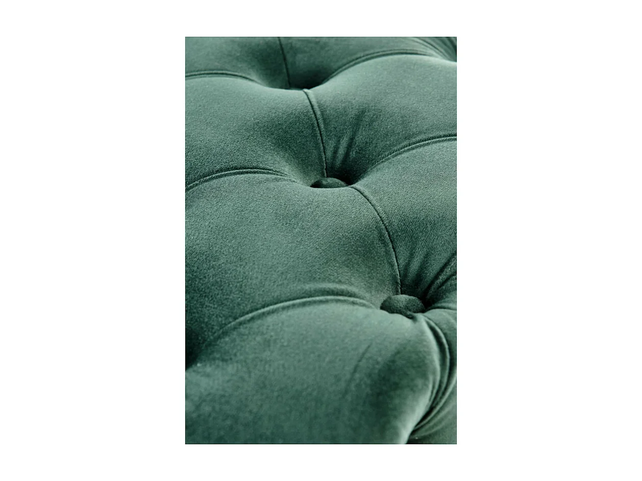 Panca imbottita in velluto verde con gambe in metallo dorato PAOLA