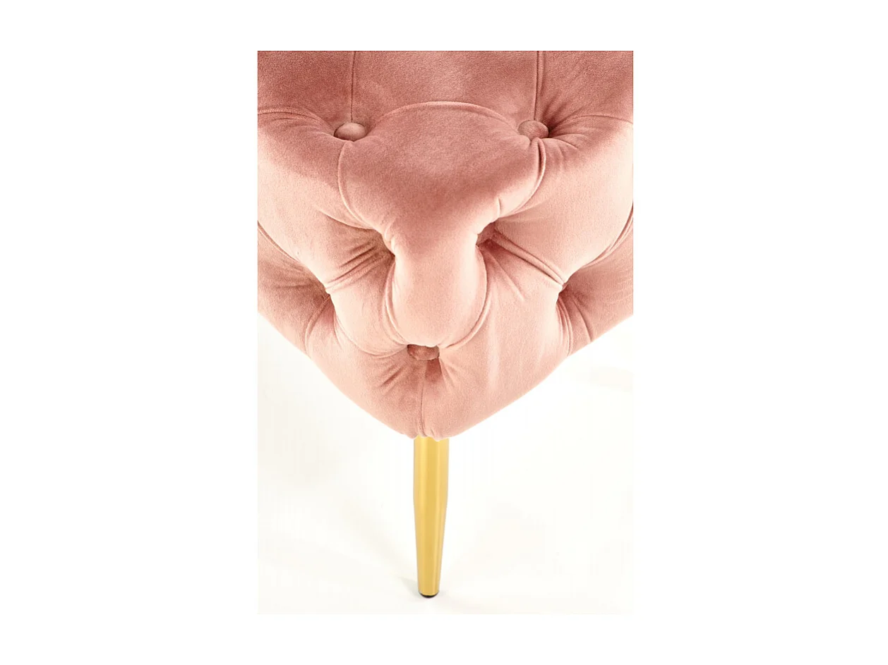 Panca imbottita in velluto rosa con gambe in metallo dorato PAOLA