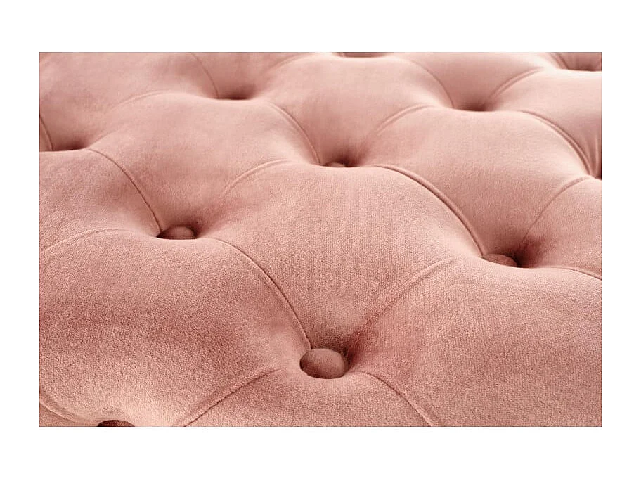 Panca imbottita in velluto rosa con gambe in metallo dorato PAOLA