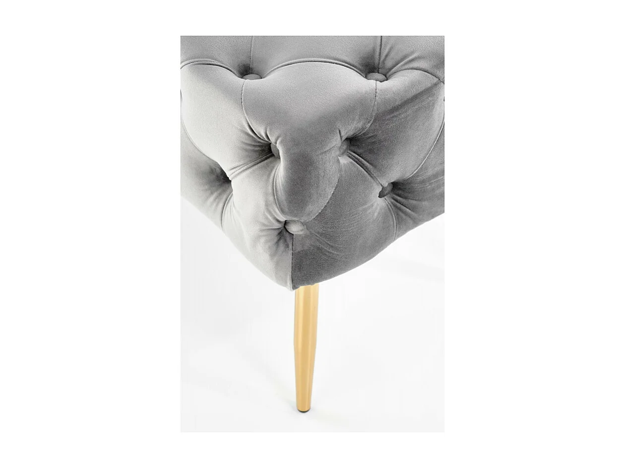 Panca imbottita in velluto grigio con gambe in metallo dorato PAOLA