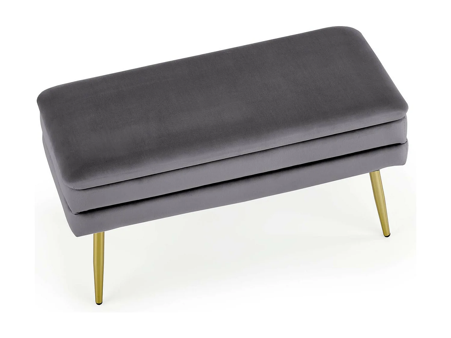 Banco de terciopelo gris con patas de metal dorado PATTY