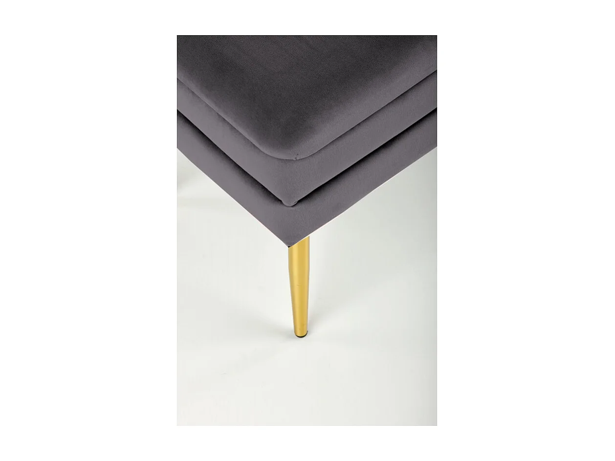 Banco de terciopelo gris con patas de metal dorado PATTY