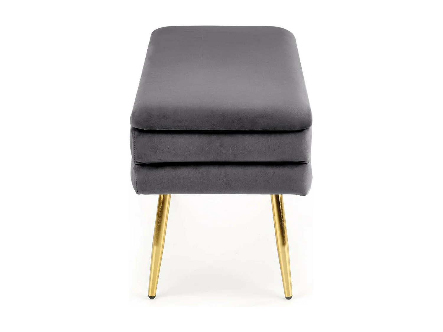 Banc en velours gris avec pieds en métal doré PATTY