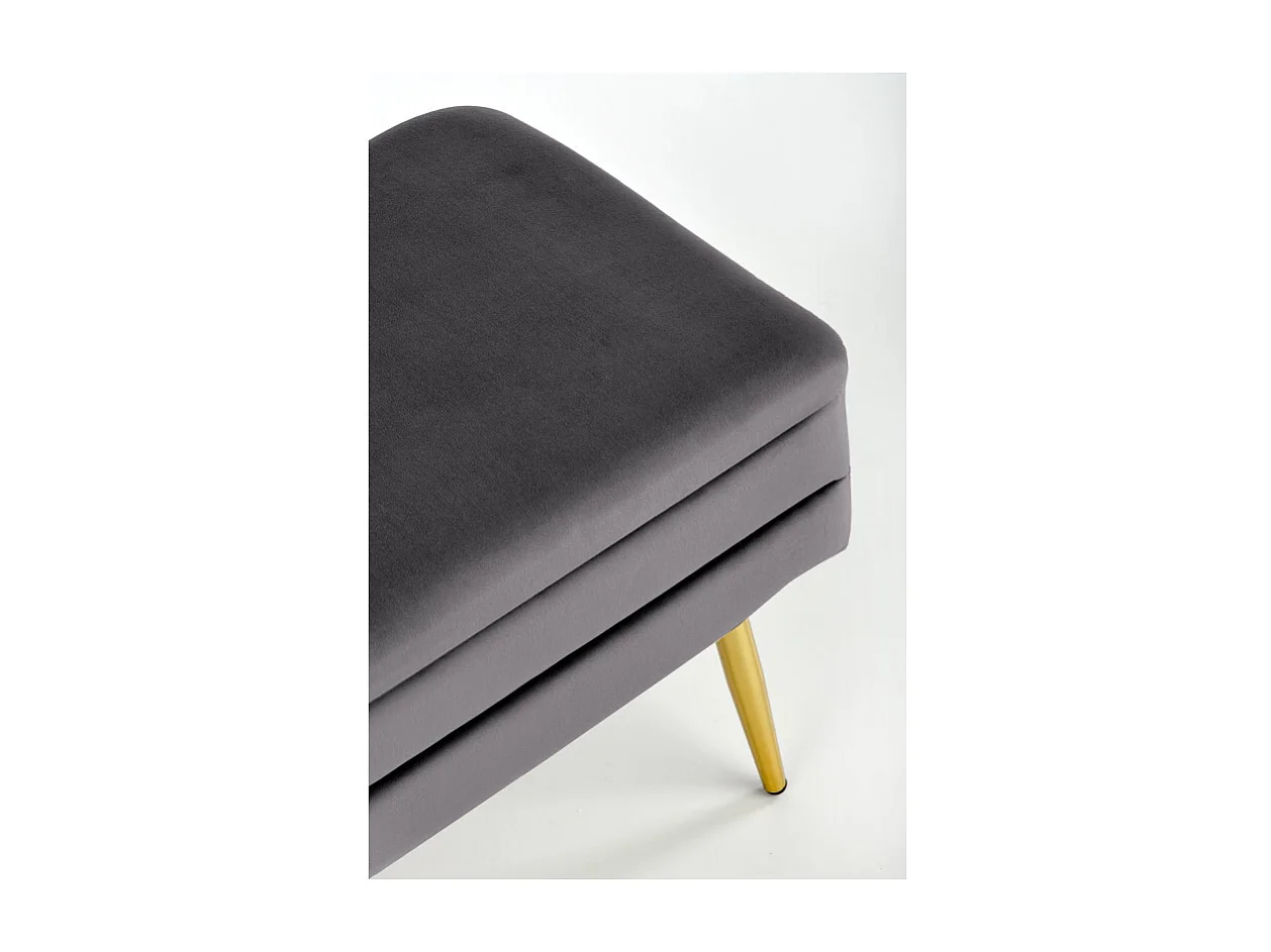 Banc en velours gris avec pieds en métal doré PATTY