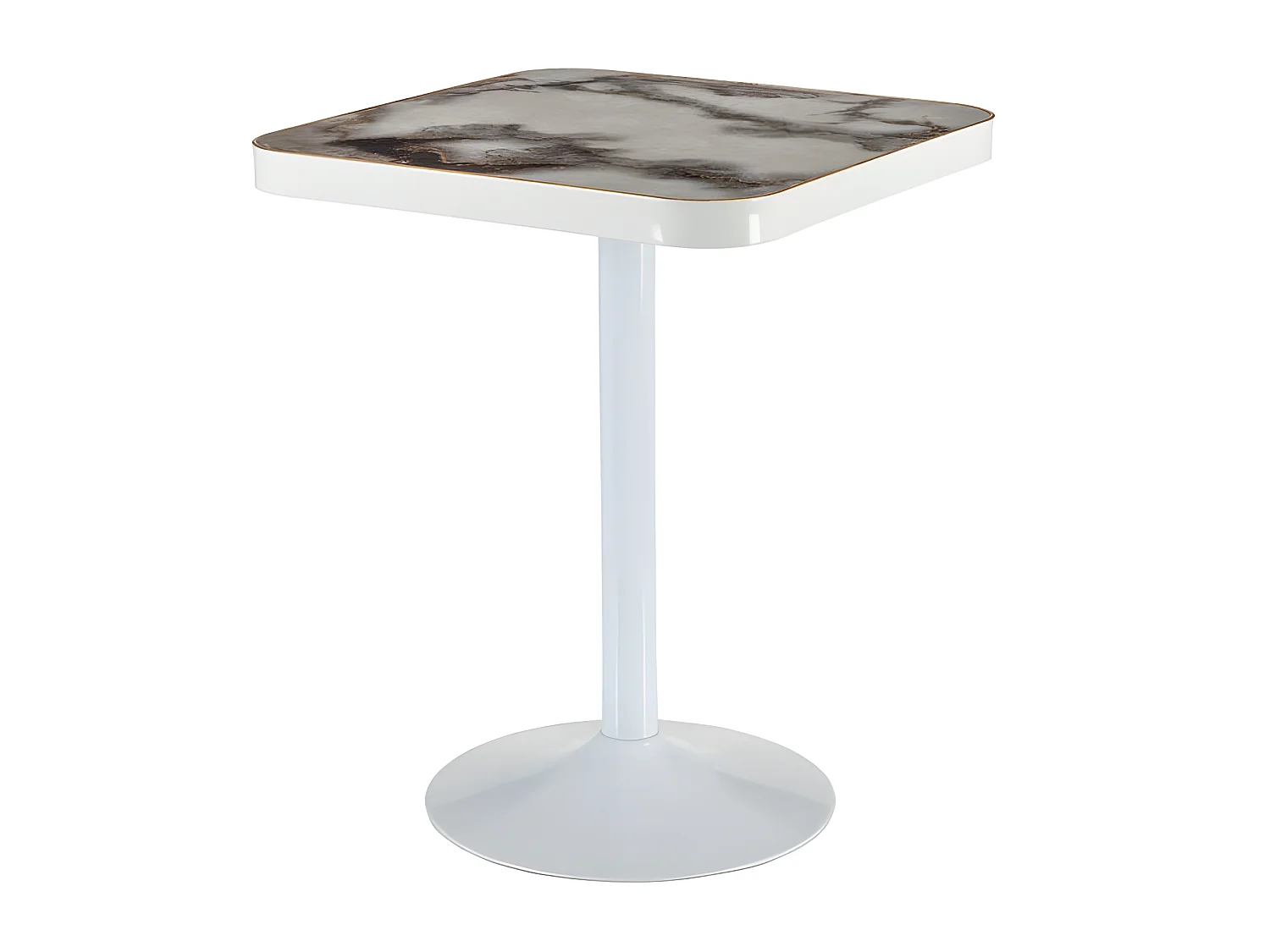 Table bistrot effet marbre gris et or 60x60cm Timour