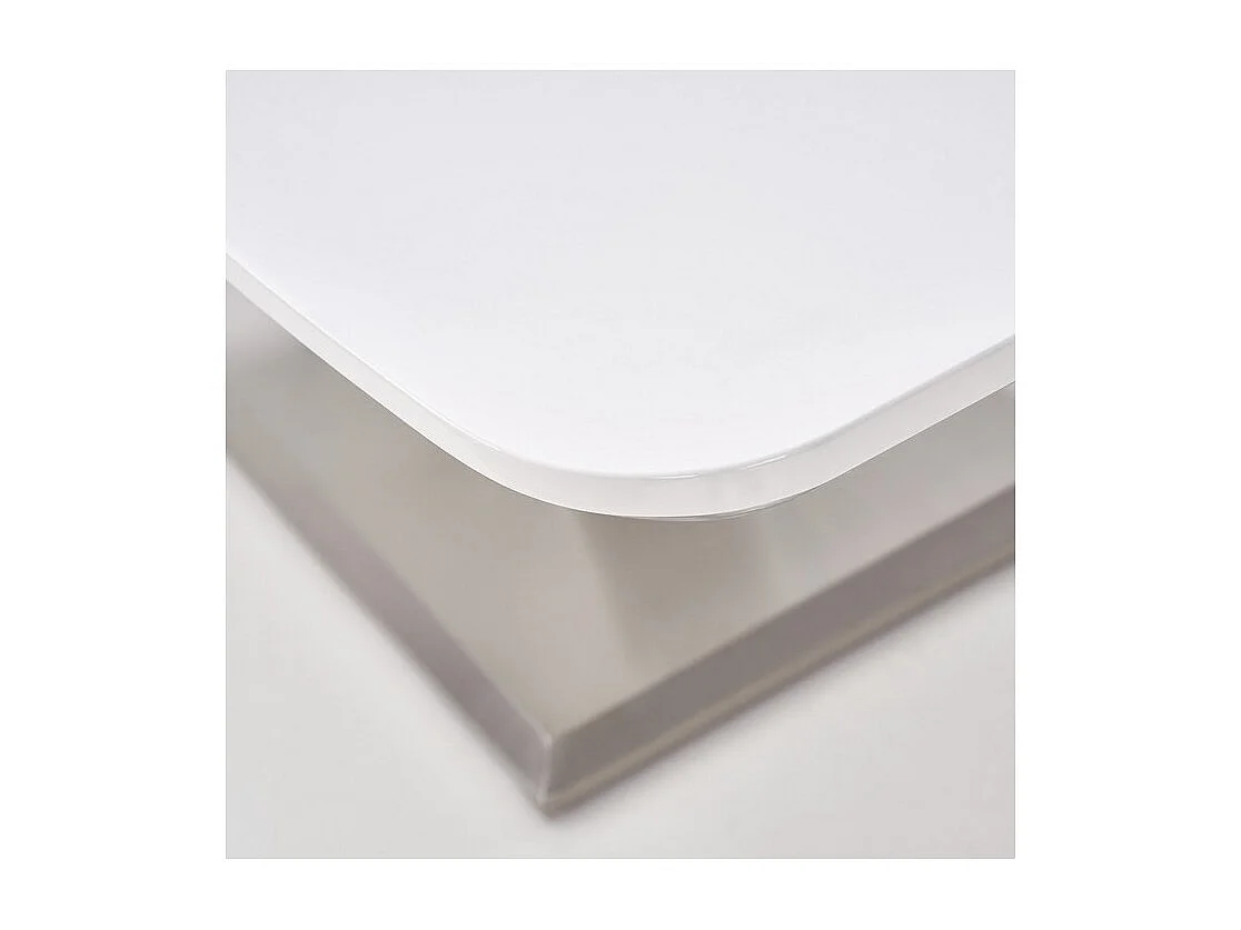 Table à manger extensible blanc laqué pied en V Clari