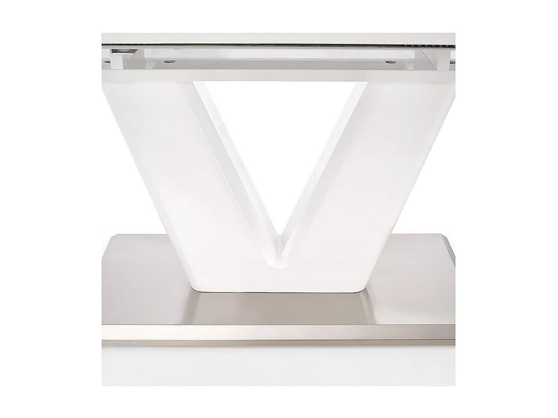 Table à manger extensible blanc laqué pied en V Clari