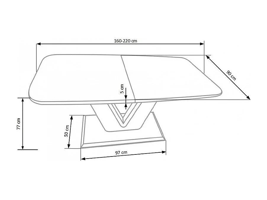 Table à manger extensible blanc laqué pied en V Clari