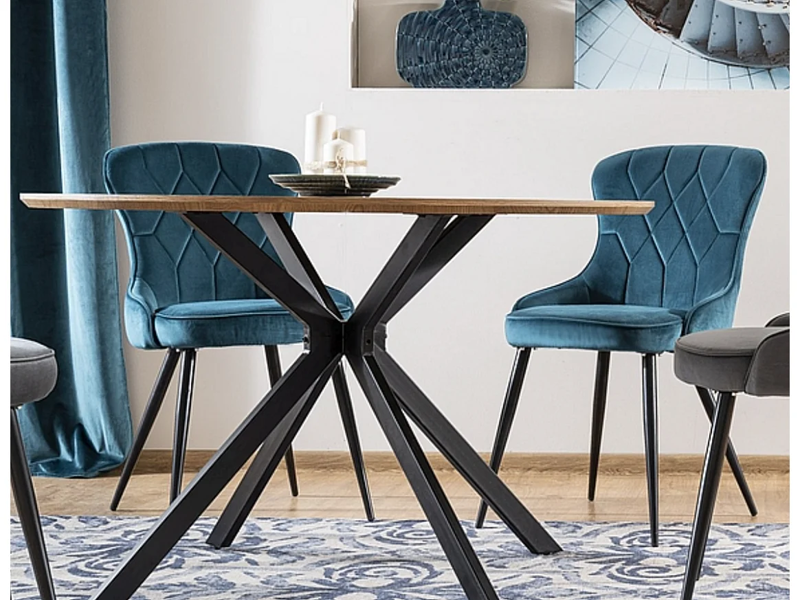 Tavolo rotondo in rovere e metallo nero 120cm Tezor