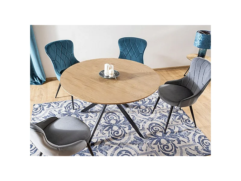 Tavolo rotondo in rovere e metallo nero 120cm Tezor