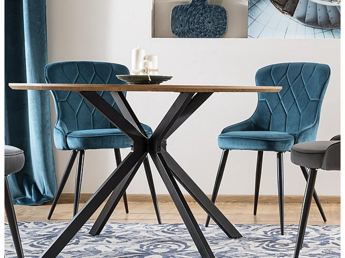 Tavolo rotondo in rovere e metallo nero 120cm Tezor