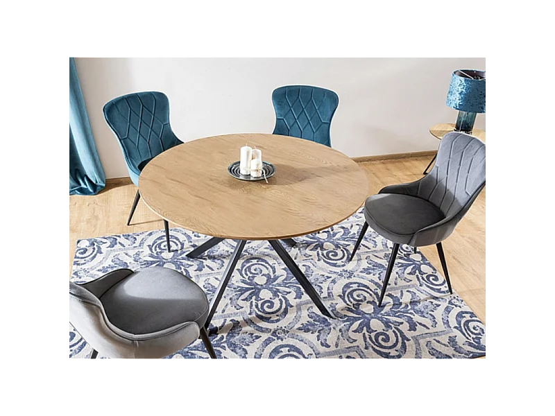 Tavolo rotondo in rovere e metallo nero 120cm Tezor