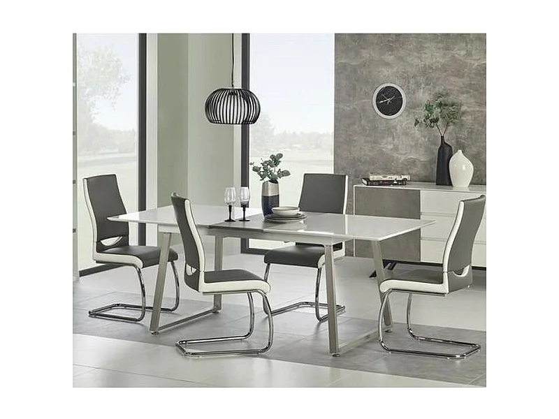 Mesa blanca y gris con patas de metal 200x90cm Mally