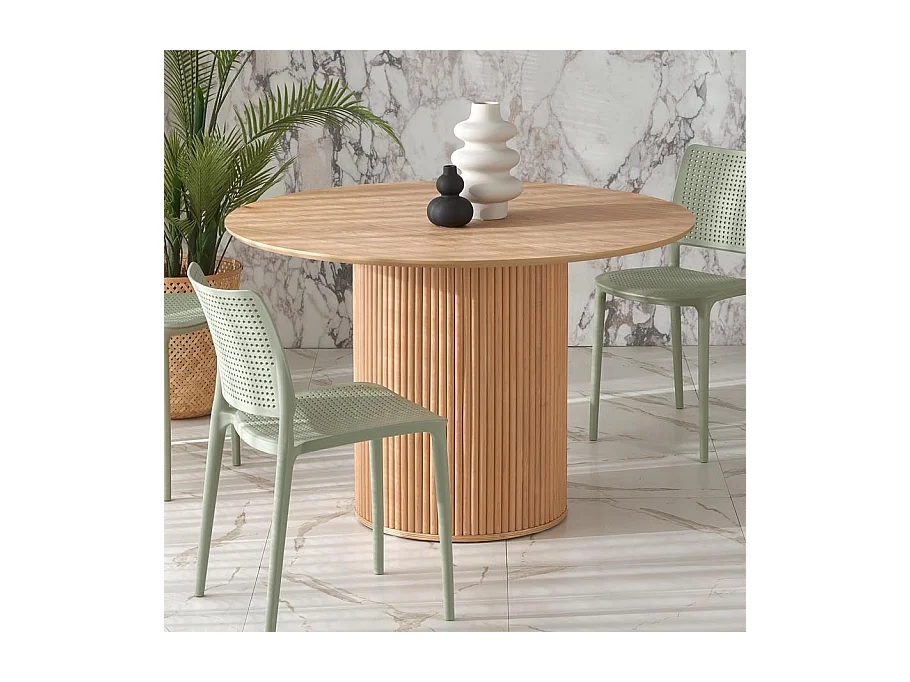 Table à manger design ronde bois 120cm Talis