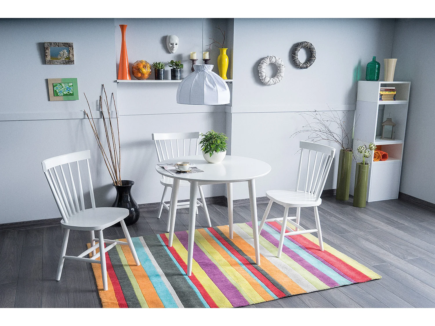 Mesa de comedor redonda blanca 90cm Tello