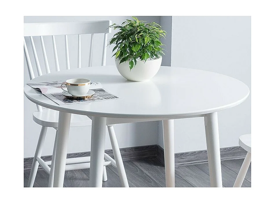 Table à manger ronde blanche 90cm Tello