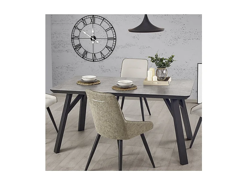 Table à manger gris beton et noir 160x90cm Ninon