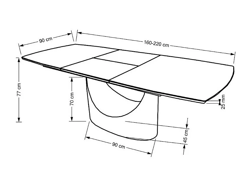 Mesa de comedor extensible de mármol cerámico 160cm Pava