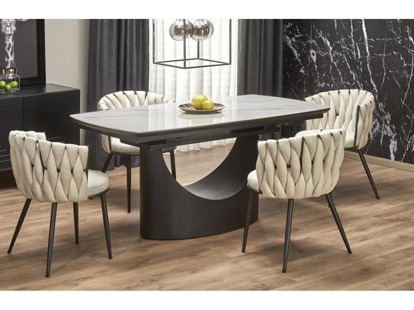 Table à manger extensible céramique style marbre 160cm Pava