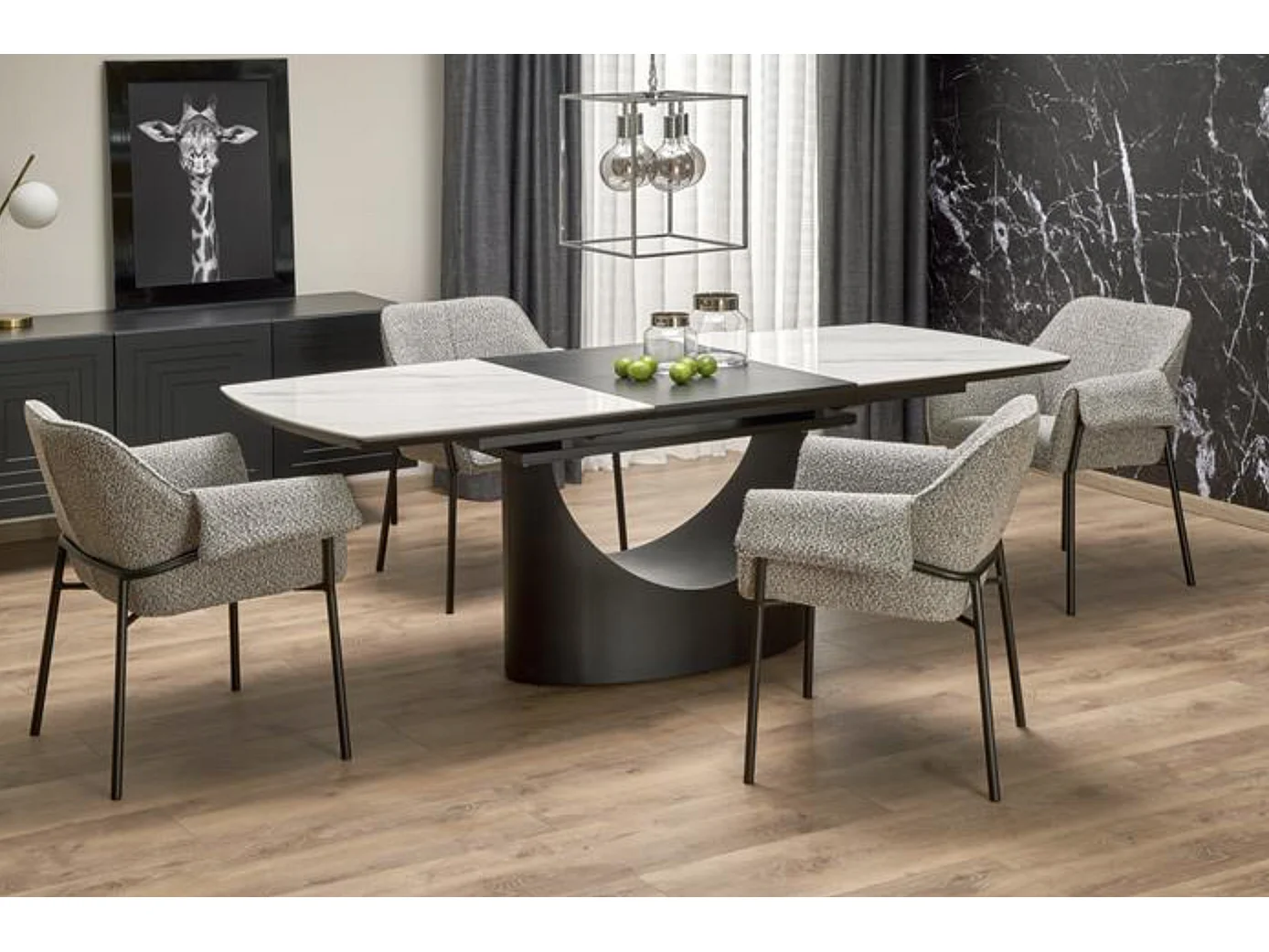 Table à manger extensible céramique style marbre 160cm Pava