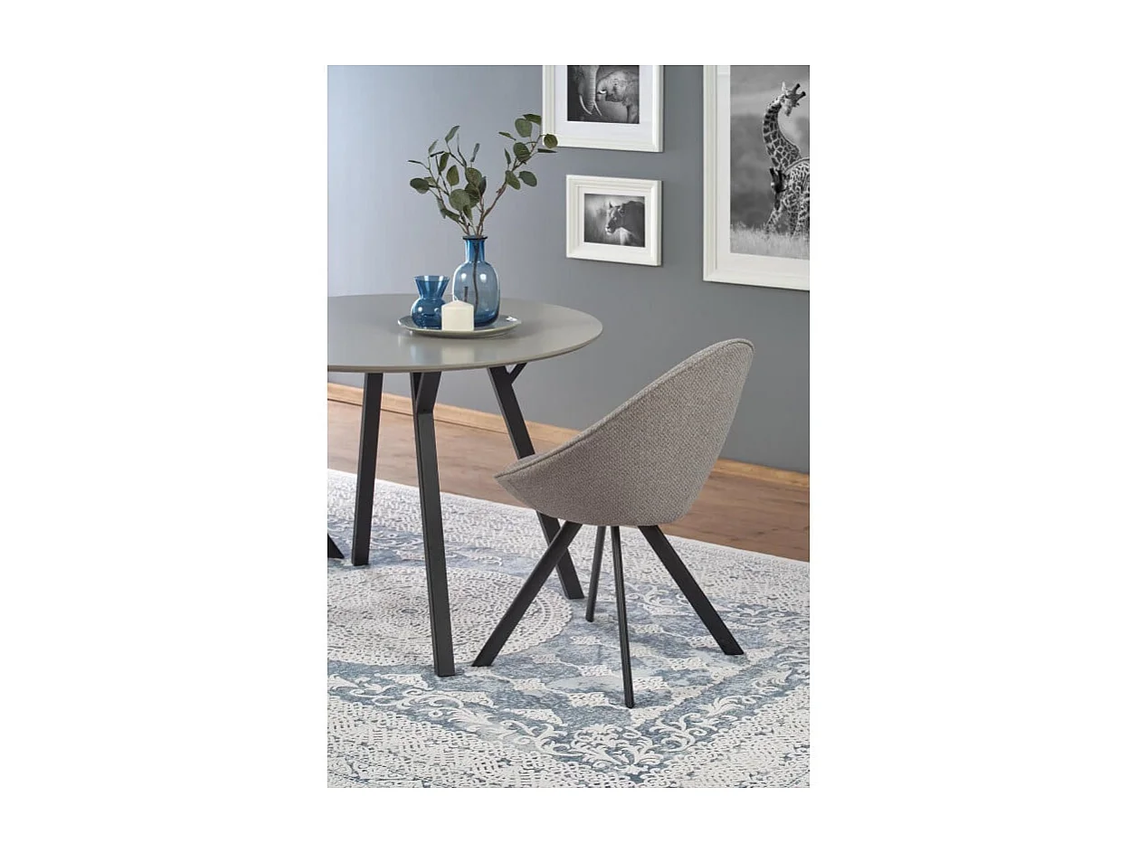 Tavolo da pranzo rotondo con piano grigio da 100 cm e gambe in metallo nero CHARLOTTE