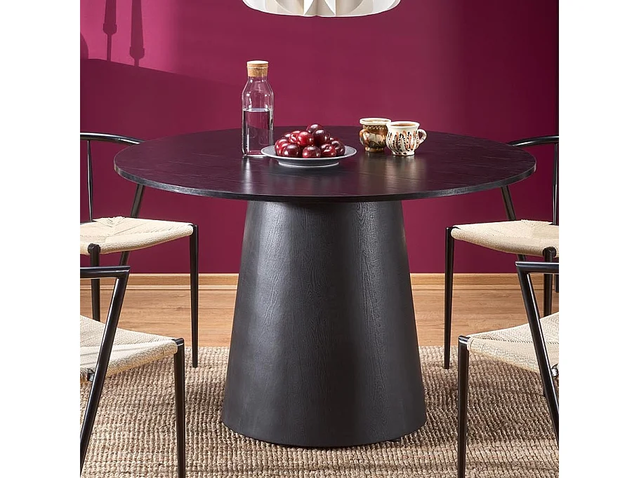 Table à manger design ronde noire 120cm Laury