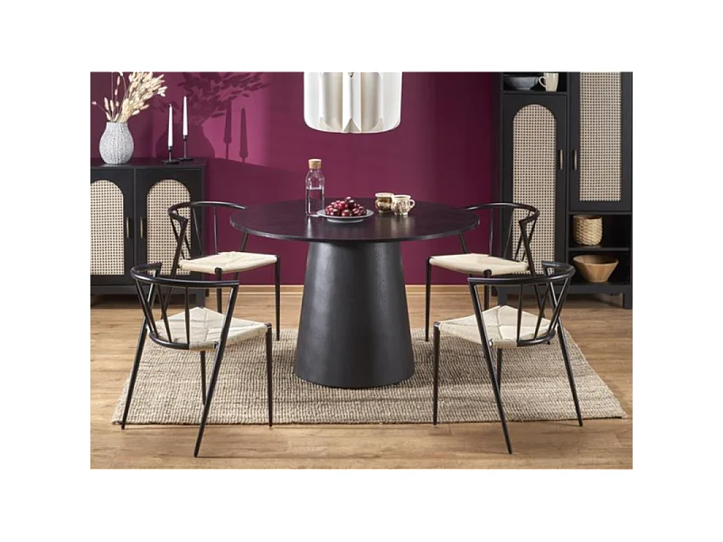 Table à manger design ronde noire 120cm Laury