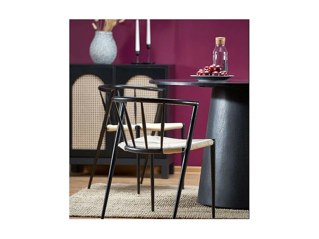 Table à manger design ronde noire 120cm Laury