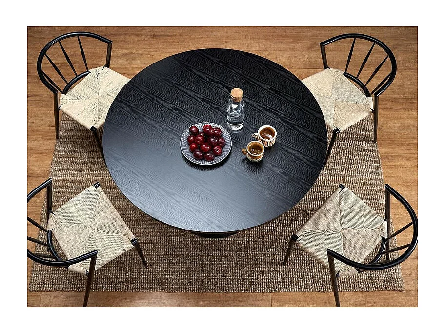 Table à manger design ronde noire 120cm Laury