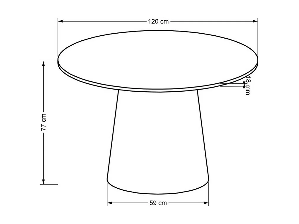Table à manger design ronde noire 120cm Laury