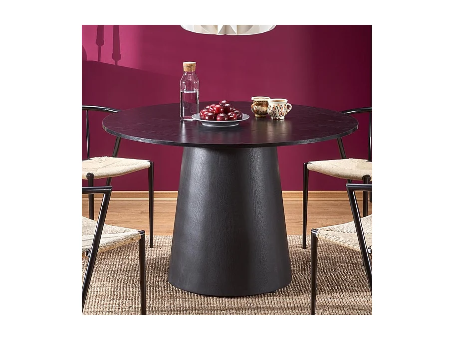 Table à manger design ronde noire 120cm Laury