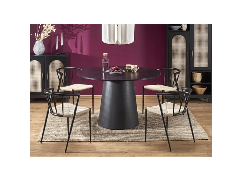 Table à manger design ronde noire 120cm Laury