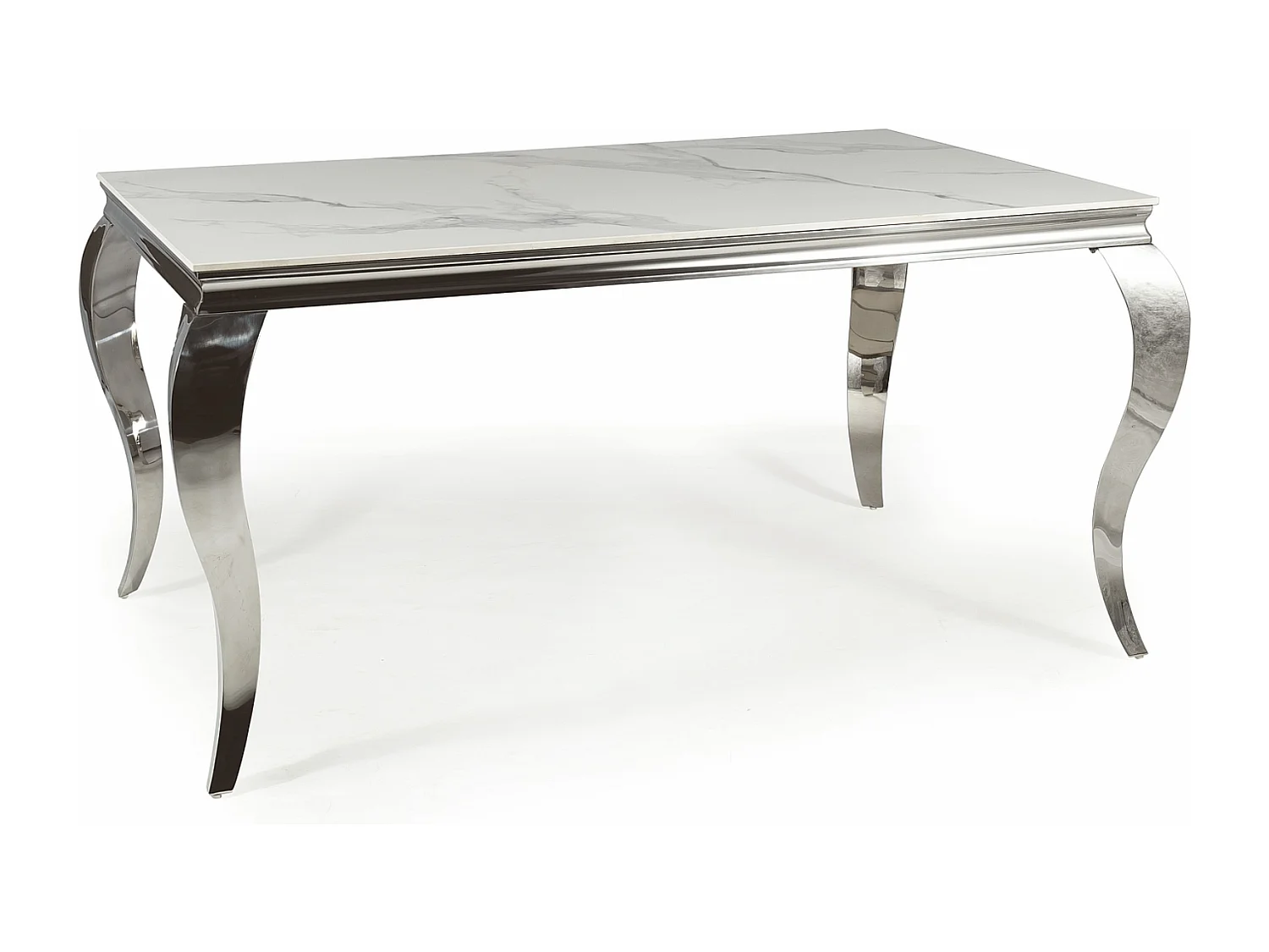 Table baroque métal et céramique blanc 150cm Bolti